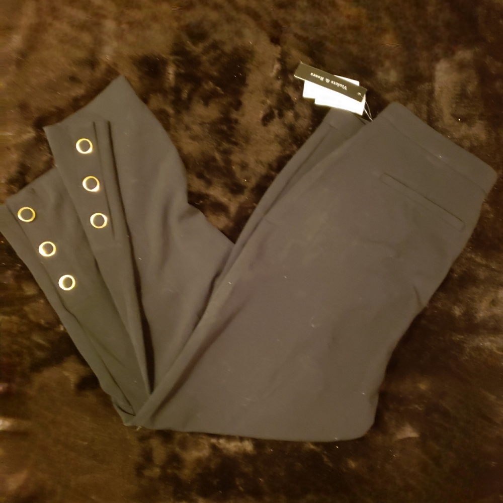 Violets & Roses grommet detail pants.  Sz 12. Black.